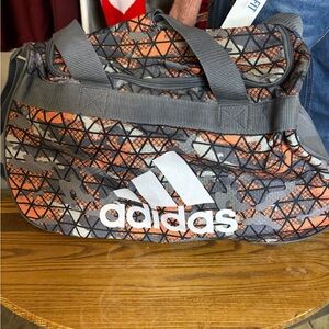 Adidas Gray and Orange Geometric Duffel Bag